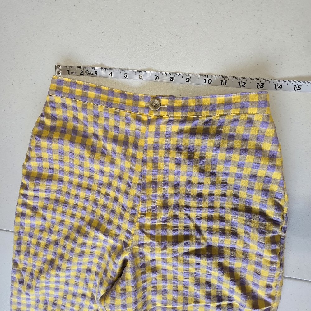 Anthropologie Yellow Violet Gingham Straight-Leg Pants - Women - Picture 5 of 13